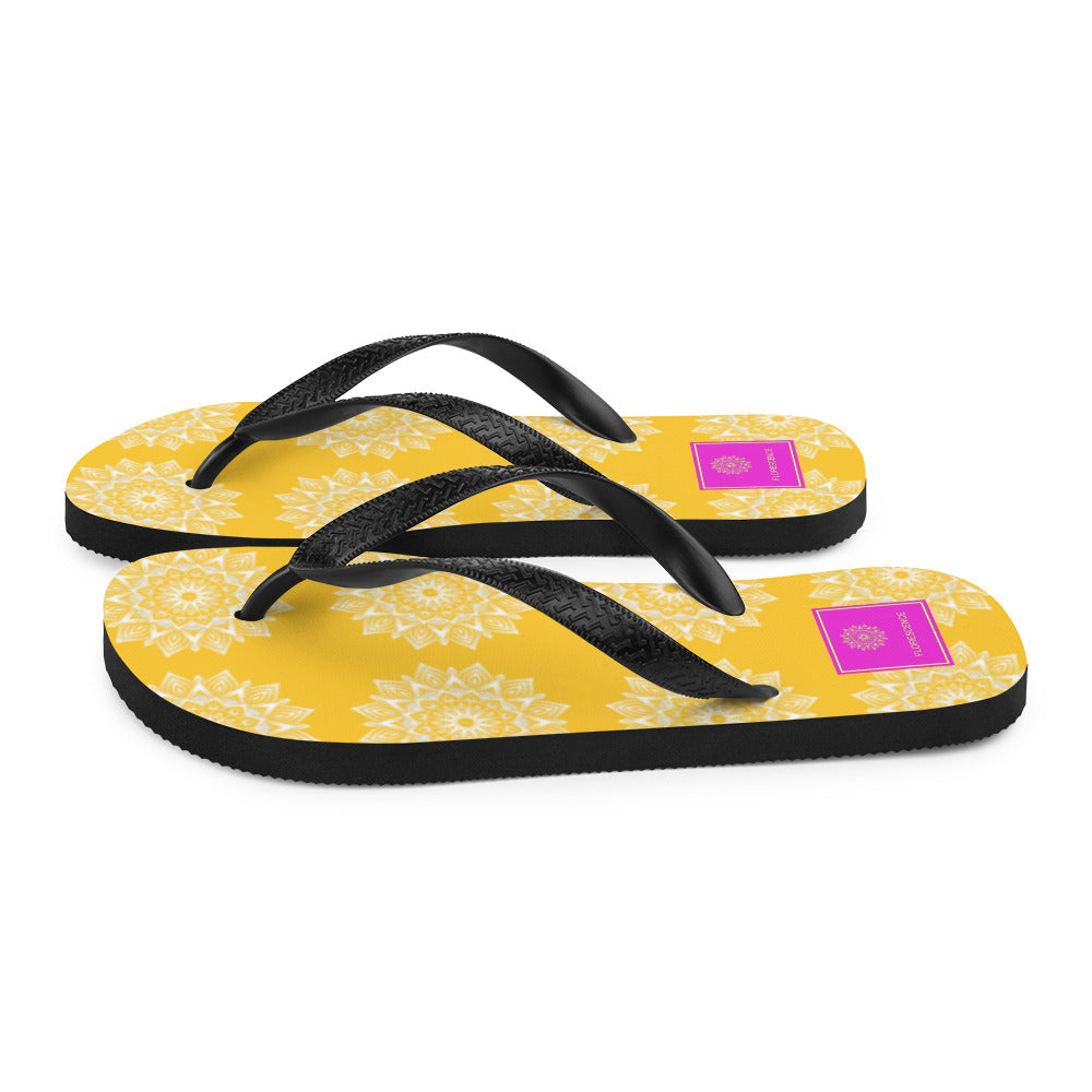 Rainbow Mandala Logo Yellow Flip-Flops