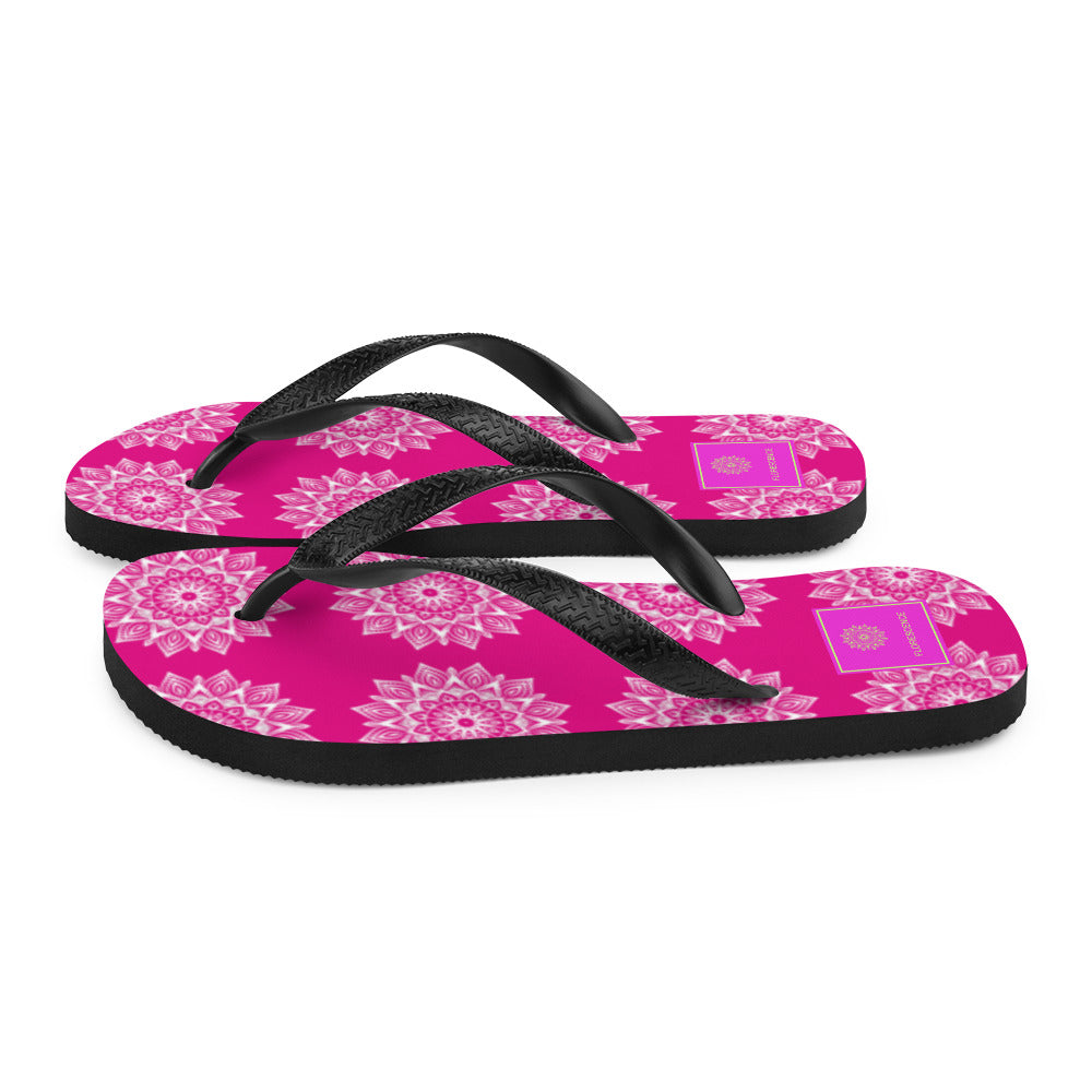 Rainbow Mandala Logo Pink Flip-Flops