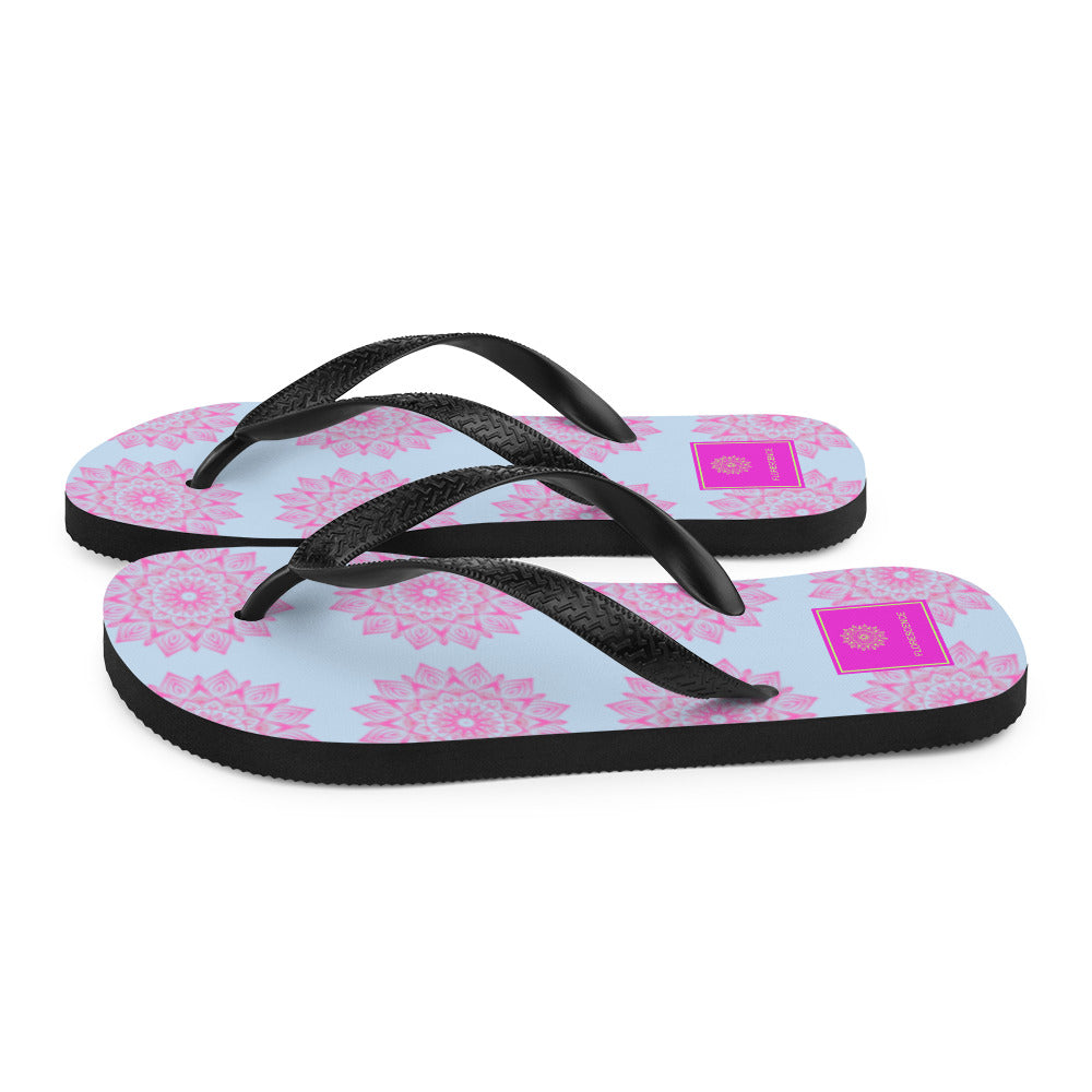 Mandala Logo Blue Pink Flip-Flops