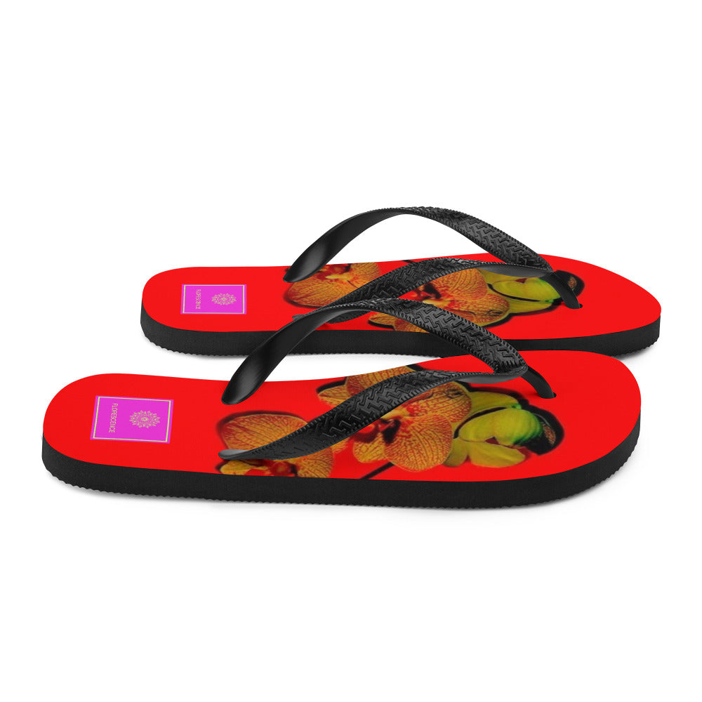 Florescence Raging Red Orchid Flip-Flops