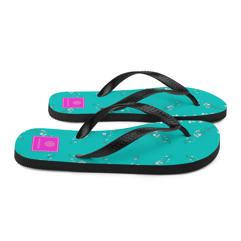 Spring Blossom Turquoise Flip-Flops