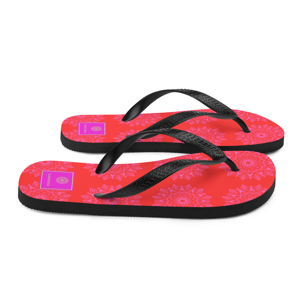 Mandala Logo Orange Pink Flip-Flops