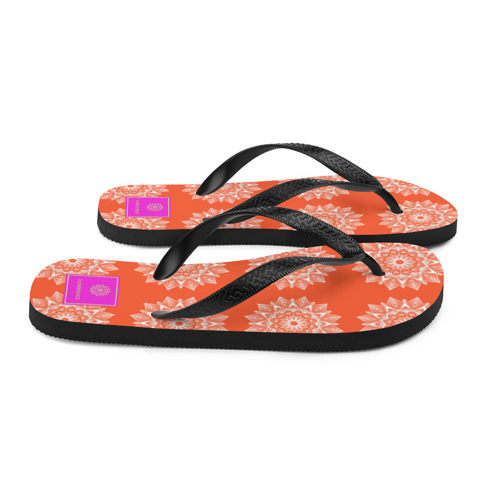 Rainbow Mandala Logo Orange Flip-Flops