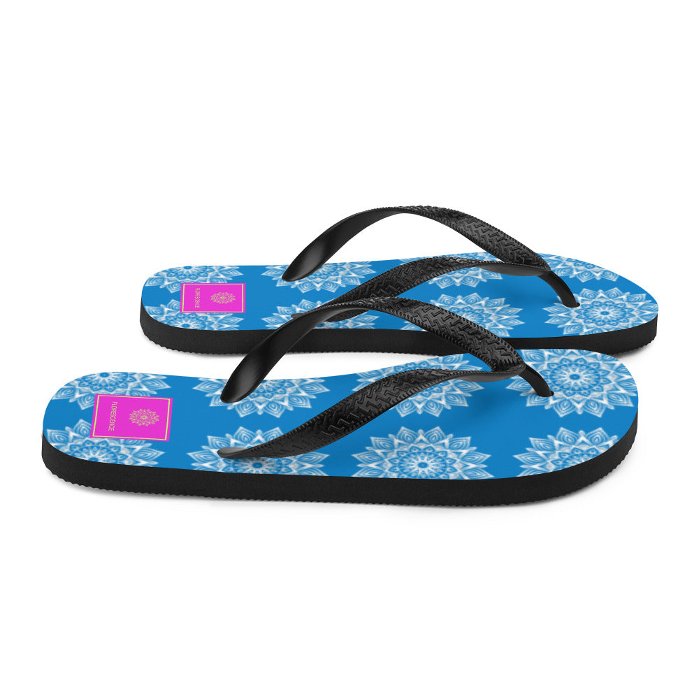 Rainbow Mandala Logo Blue Flip-Flops