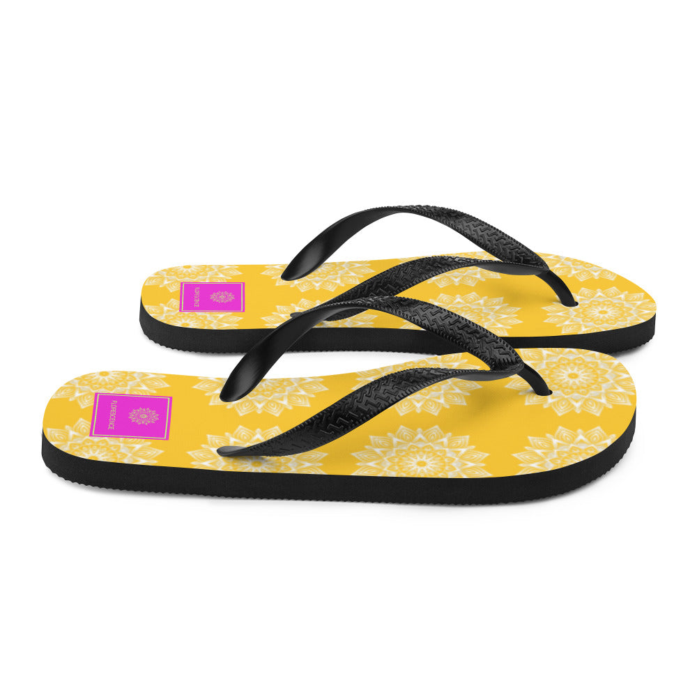 Rainbow Mandala Logo Yellow Flip-Flops