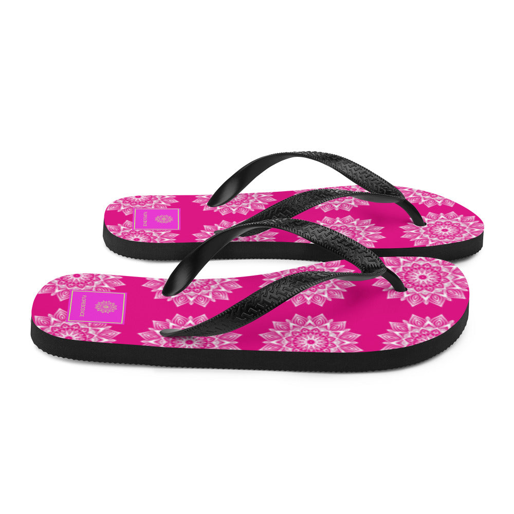 Rainbow Mandala Logo Pink Flip-Flops