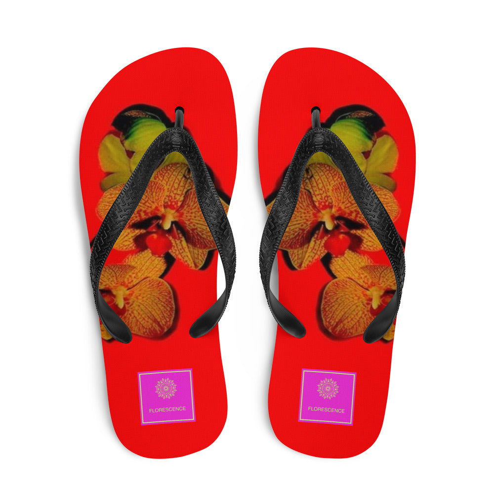 Florescence Raging Red Orchid Flip-Flops