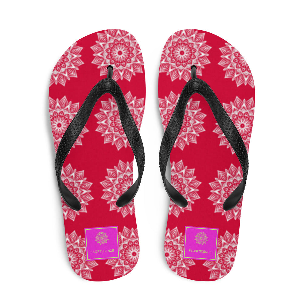 Rainbow Mandala Logo Red Flip-Flops