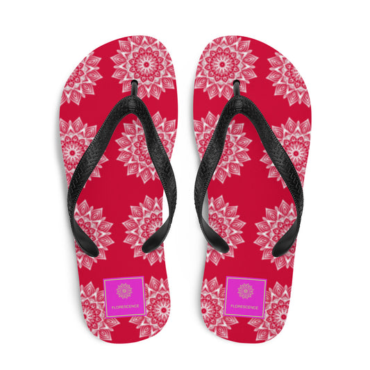 Rainbow Mandala Logo Red Flip-Flops