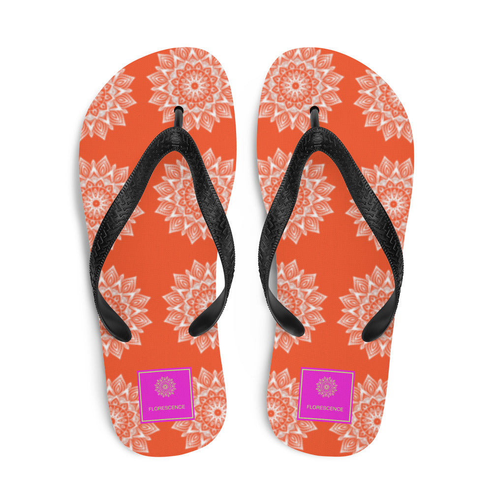 Rainbow Mandala Logo Orange Flip-Flops