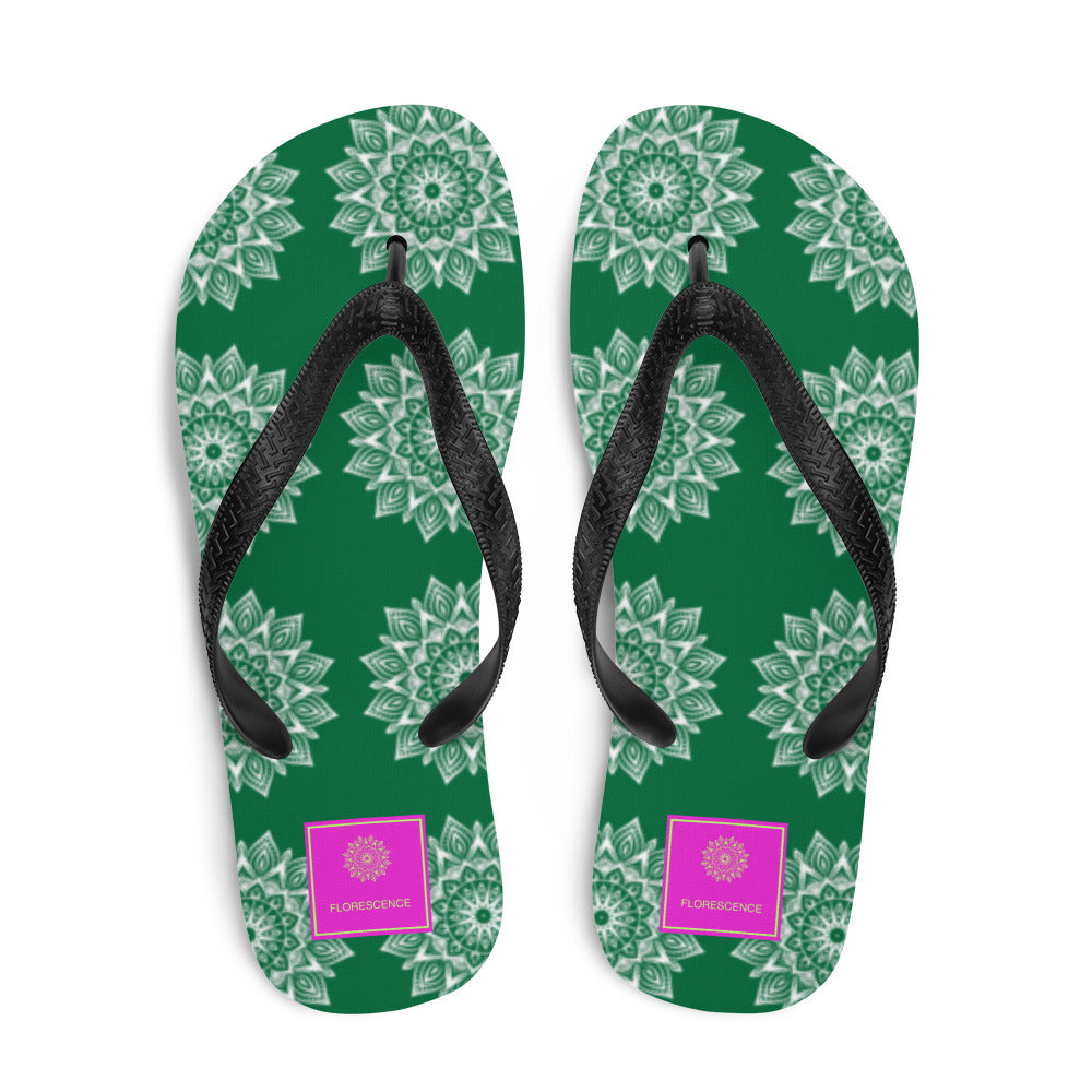 Rainbow Mandala Logo Green Flip-Flops