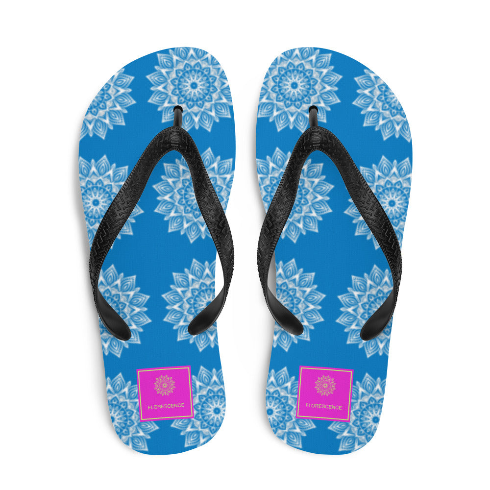 Rainbow Mandala Logo Blue Flip-Flops