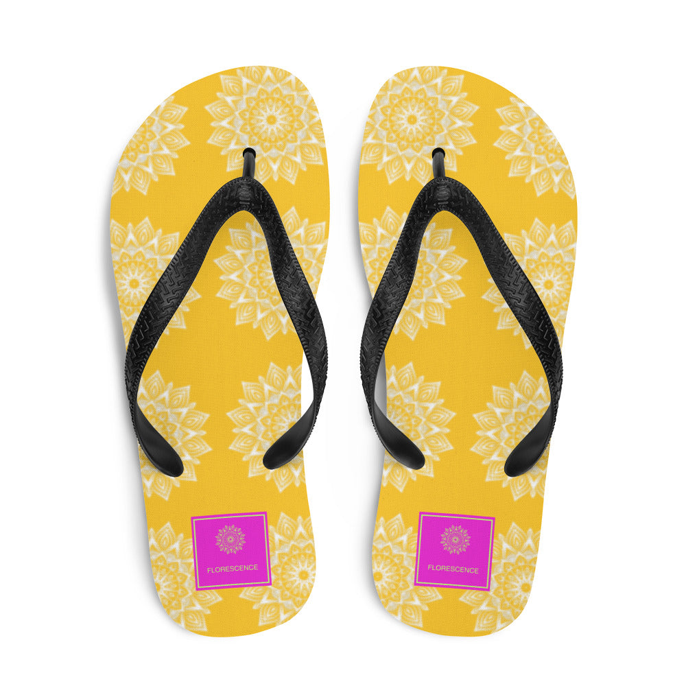 Rainbow Mandala Logo Yellow Flip-Flops