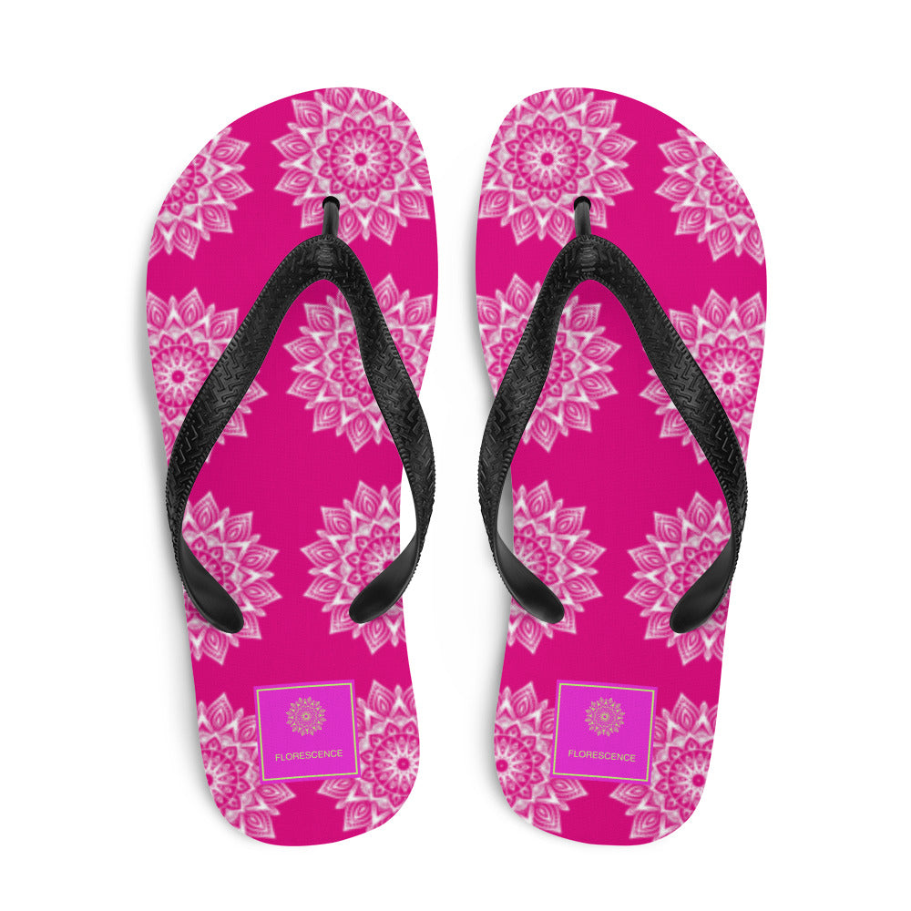 Rainbow Mandala Logo Pink Flip-Flops