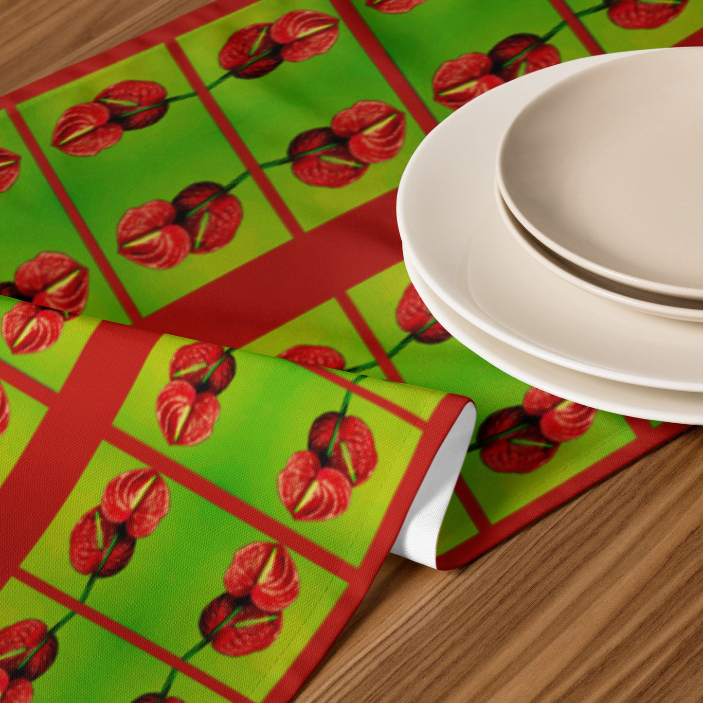 Florescence Rouge Anthurium Table runner