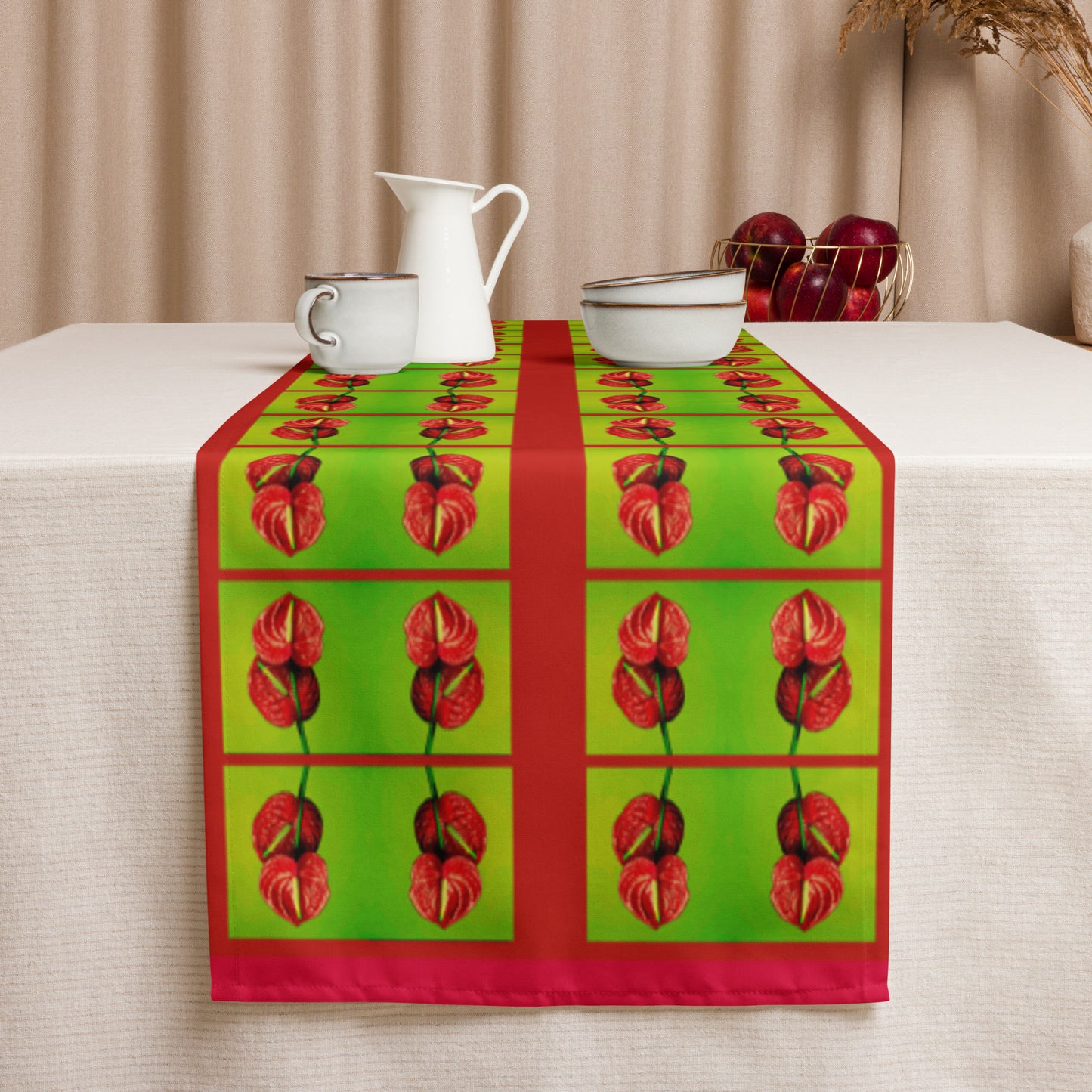 Florescence Rouge Anthurium Table runner