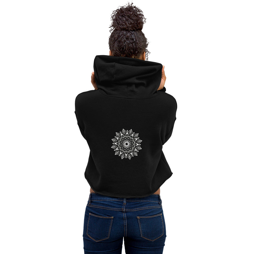 Monochrome Mandala Logo Crop Hoodie