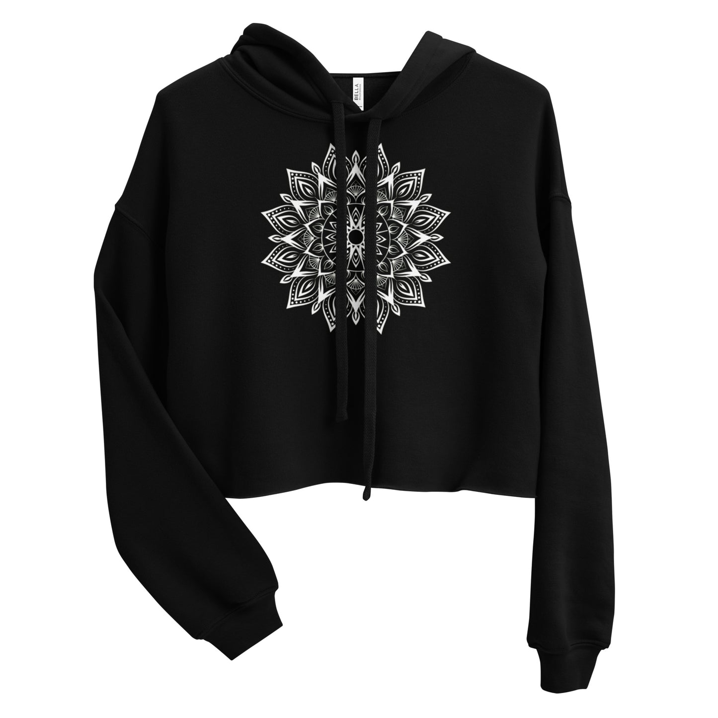 Monochrome Mandala Logo Crop Hoodie